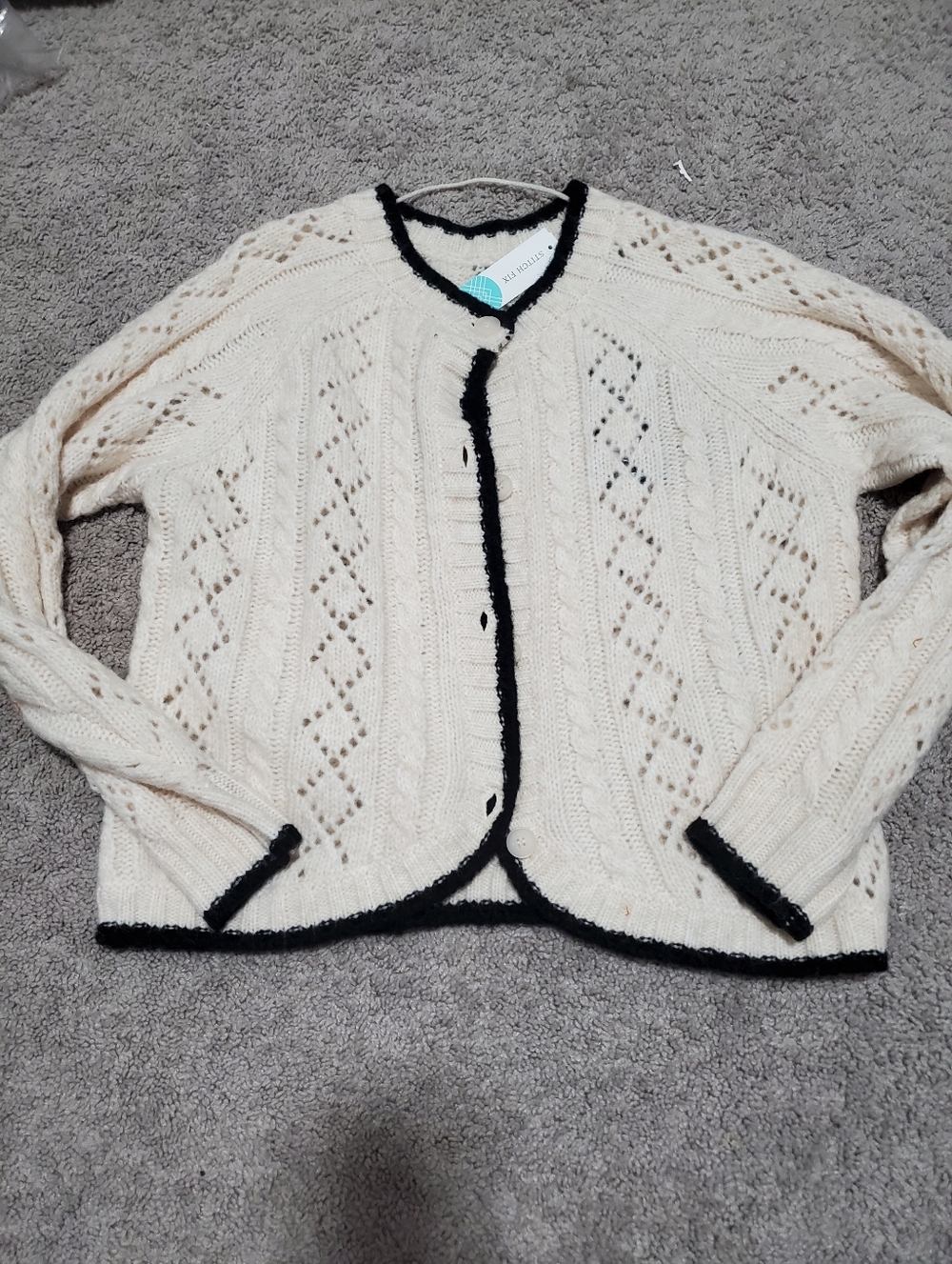 Vero Moda Wool Blend Off White Cardigan Size Large